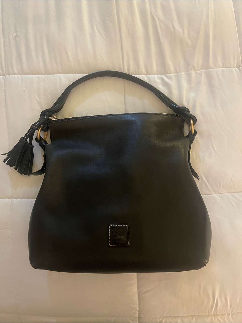 Dooney & Bourke Black Leather Florentine Twist Strap Hobo - Picture 3 of 5